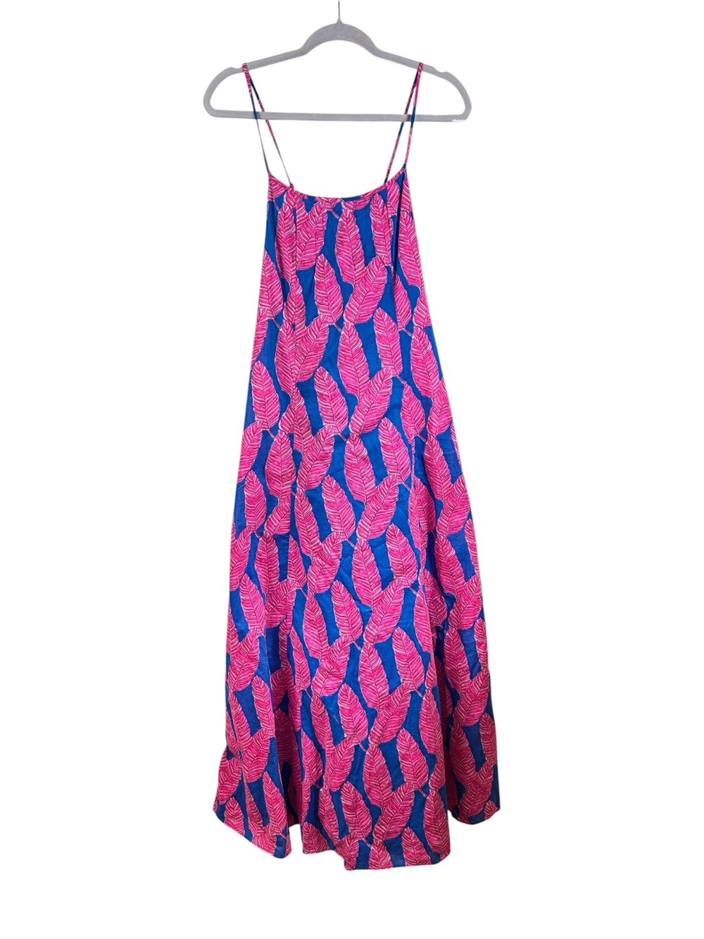 Vineyard Vines Palm Print Maxi Dress Sz 4 Blue Pink Strappy Tropical Boho Summer - Picture 3 of 9